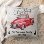 グレーエレガントウッドレッドトラックlファミリー名デザイン クッション (ブランケット)