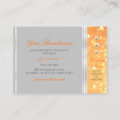 グレーエレガントオレンジグリッターシルバーダ縁どミジョン 名刺 (裏面)