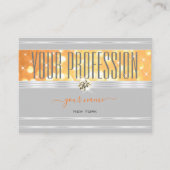 グレーエレガントオレンジグリッターシルバーダ縁どミジョン 名刺 (正面)