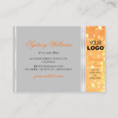 グレーエレガントオレンジグリッターロゴシルバー縁ど 名刺 (裏面)