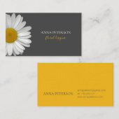 グレーエレガントオレンジデイジー花 名刺 (正面/裏面)