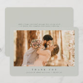 グレーエレガントグミニマル独身のフォ結婚ト サンキューカード (正面/裏面)
