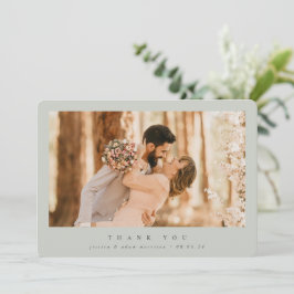 グレーエレガントグミニマル独身のフォ結婚ト サンキューカード