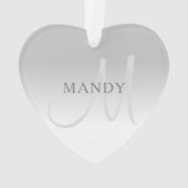 グレーエレガントグラディエントのカスタマイズ可能なモノグラム オーナメント (裏面)