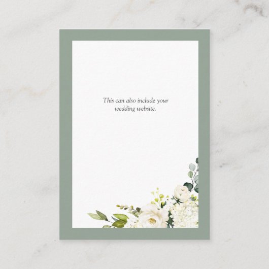 グレーエレガントグリーンフローラの結婚詳細 エンクロージャーカード (裏面)