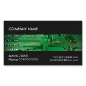 グレーエレガントグリーン回路コンピュータの修復 マグネット名刺 (正面)