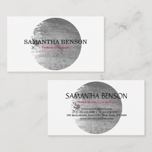 グレーエレガントコンテンポラリーウォーター色ブラシ付き 名刺 (正面/裏面)