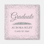 グレーエレガントシルバーグリッター赤面ピンク卒業 マグネット (正面)