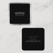 グレーエレガントシルバーモダンスクエアのミニマリスト スクエア名刺 (正面/裏面)