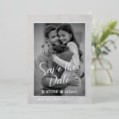 グレーエレガントシルバー箔(写真付き)日付を保存 箔招待状 (立ち正面)