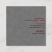 グレーエレガントスエードレザーテクスチャプロフェッショナル スクエア名刺 (裏面)