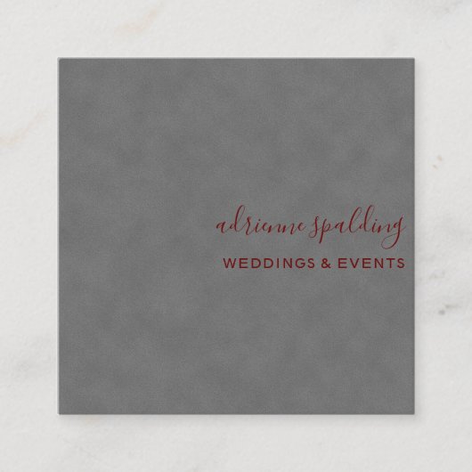 グレーエレガントスエードレザーテクスチャプロフェッショナル スクエア名刺 (正面)