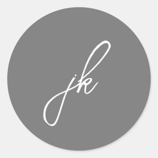 グレーエレガントスクリプトモノグラ結婚ムの ラウンドシール (正面)