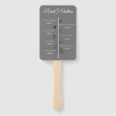 グレーエレガントスクリプト結婚式 プログラムとタイムライン ハンドファン (裏面)