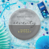 グレーエレガントスクリプト770th誕生日パーティー ペーパープレート (パーティー)