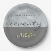 グレーエレガントスクリプト770th誕生日パーティー ペーパープレート (正面)