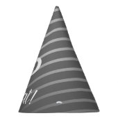 グレーエレガントストライプパターンマン50誕生日 パーティーハット (右)