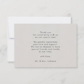 グレーエレガントスモダント写真シンプル結婚s\ サンキューカード (裏面)