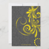 グレーエレガントダマスイエローレース結婚ズ 招待状 (裏面)