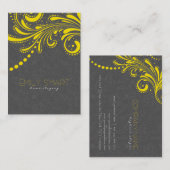 グレーエレガントダマスクとイエローヴィンテージレース 名刺 (正面/裏面)