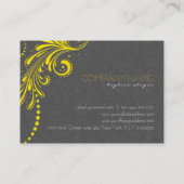 グレーエレガントダマスクとイエローヴィンテージレース 名刺 (裏面)