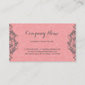 グレーエレガントダマスクとピンクレーススワール 名刺 (裏面)