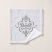 グレーエレガントダマスクシンプルストライプパターン バスタオルセット (ウォッシュタオル)