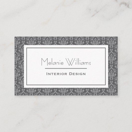 グレーエレガントダマスク生地のテクスチャの外観 名刺 (正面)