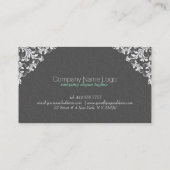 グレーエレガントダマスク白ヴィンテージレースフレーム 名刺 (裏面)