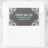 グレーエレガントダマスク白ヴィンテージレースフレーム 長方形シール (バッグ)