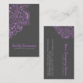 グレーエレガントダマスパープルヴィンテージレース2 名刺 (正面/裏面)