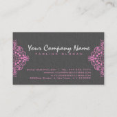 グレーエレガントダマスピンクヴィンテージレース 名刺 (裏面)