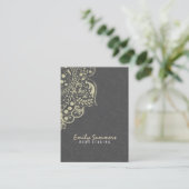 グレーエレガントダマスベージュヴィンテージレース 名刺 (スタンド正面)