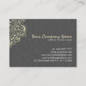 グレーエレガントダマスベージュヴィンテージレース 名刺 (裏面)