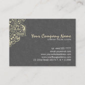 グレーエレガントダマスベージュヴィンテージレース 名刺 (裏面)