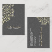 グレーエレガントダマスベージュヴィンテージレース 名刺 (正面/裏面)