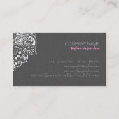 グレーエレガントダマスホワイトヴィンテージレース2 名刺 (裏面)