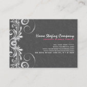 グレーエレガントダマスホワイトヴィンテージレース2 名刺 (裏面)