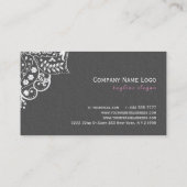 グレーエレガントダマスホワイトヴィンテージレース2c 名刺 (裏面)