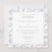 グレーエレガントチノイスリーバード&クレスト結婚ズ 招待状 (正面)