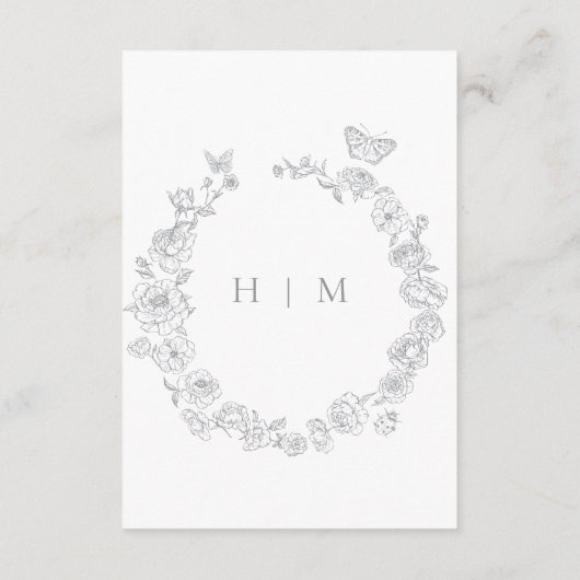 グレーエレガントチノワセリーバードクレスト結婚の詳細 エンクロージャーカード (裏面)