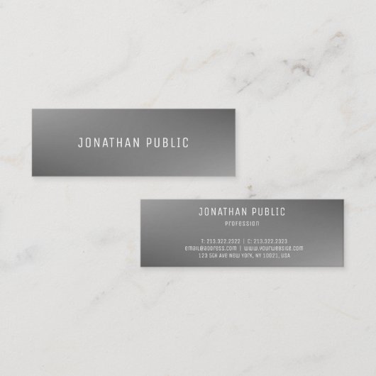 グレーエレガントテンプレートプロフェッショナルトレンディーモダン スキニー名刺 (正面/裏面)