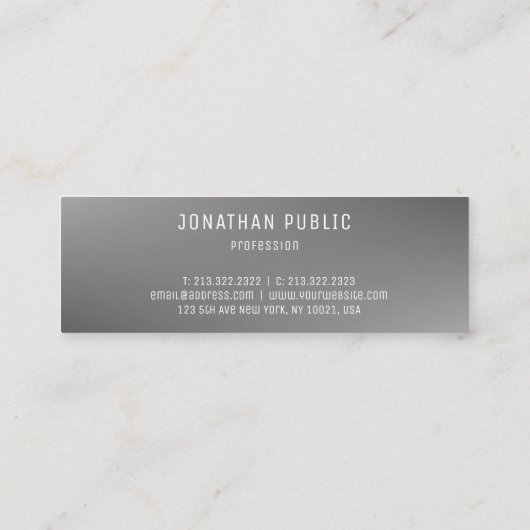グレーエレガントテンプレートプロフェッショナルトレンディーモダン スキニー名刺 (裏面)