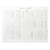 グレーエレガントディパーソナライズされたリープランナー ノートパッド (正面)