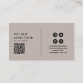 グレーエレガントニュートラルQRコードモノグラムモダンロゴ 名刺 (裏面)