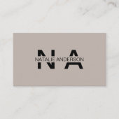 グレーエレガントニュートラルQRコードモノグラムモダンロゴ 名刺 (正面)