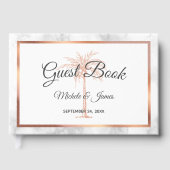 グレーエレガントバラ金ゴールドパームツリーマーブル結婚ズ ゲストブック (正面)