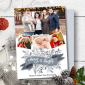 グレーエレガントパイン枝リボンスクリプモダント写真 シーズンカード