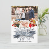 グレーエレガントパイン枝リボンスクリプモダント写真 シーズンカード (スタンド正面)