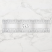 グレーエレガントパールホワイトレースビンテージ結婚式 ペットボトルラベル (シングルラベル)